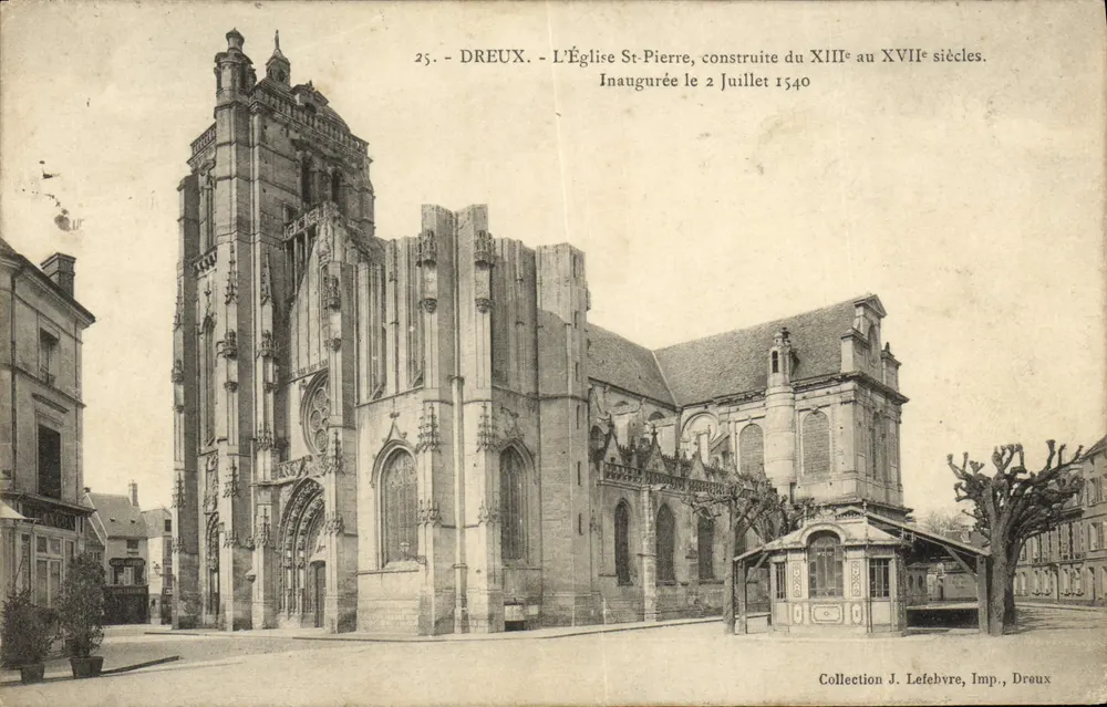 Dreux — A Igreja de São Pedro, construída entre os séculos XIII e XVII — Coleção J. Lefebvre, Imp., Dreux - Frente