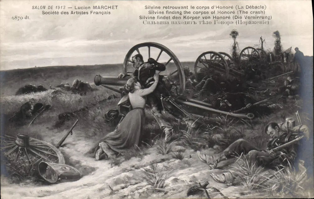 Silvine findet den Körper von Honoré (Die Katastrophe) — Salon de 1913 — Lucien Marchet - Vorderseite