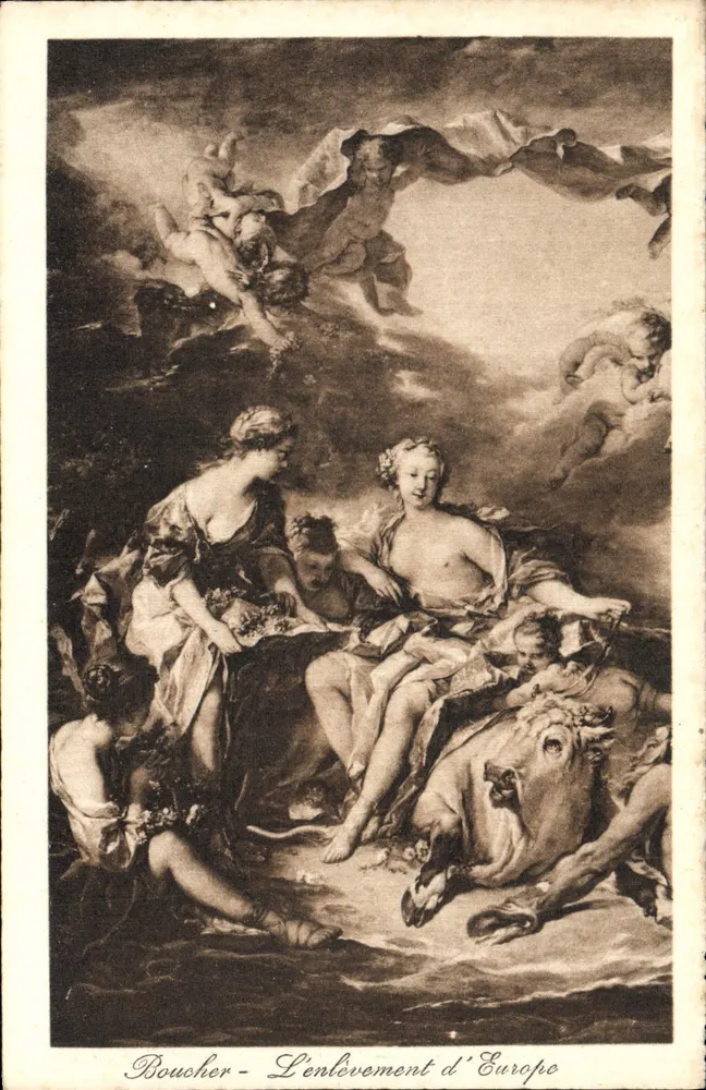 Boucher — O sequestro de Europa — reprodução de uma pintura — editor Fot. Alinari, Terni - Frente