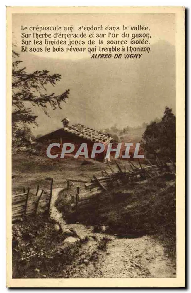Abenddämmerung, die in die Schlucht sinkt — Gedicht von Alfred de Vigny — AT. D'ART PHOT. INDUSTRIEL, NANTERRE - Vorderseite