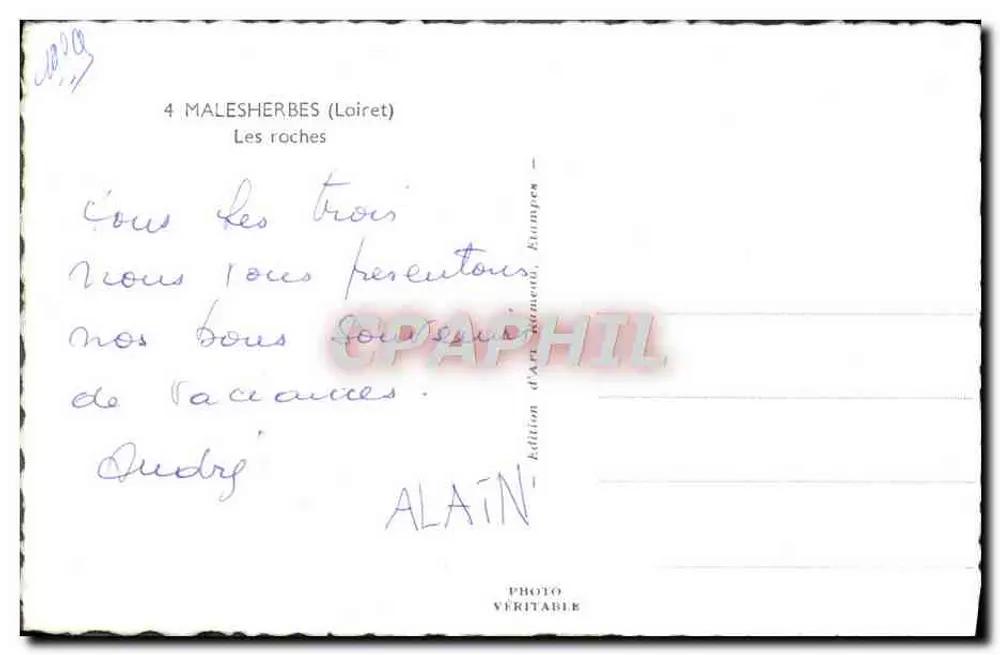 4 MALESHERBES (Loiret) — Les roches — Édition d'Art Matériel, Étampes - Verso