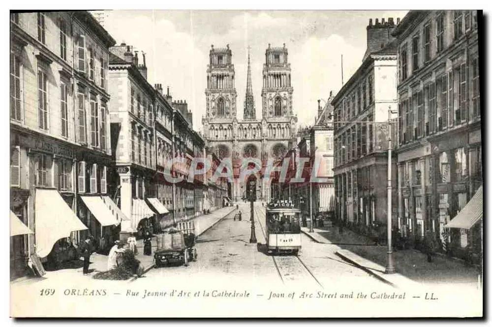 Orléans — Straße Jeanne d'Arc und die Kathedrale — LL. - Vorderseite