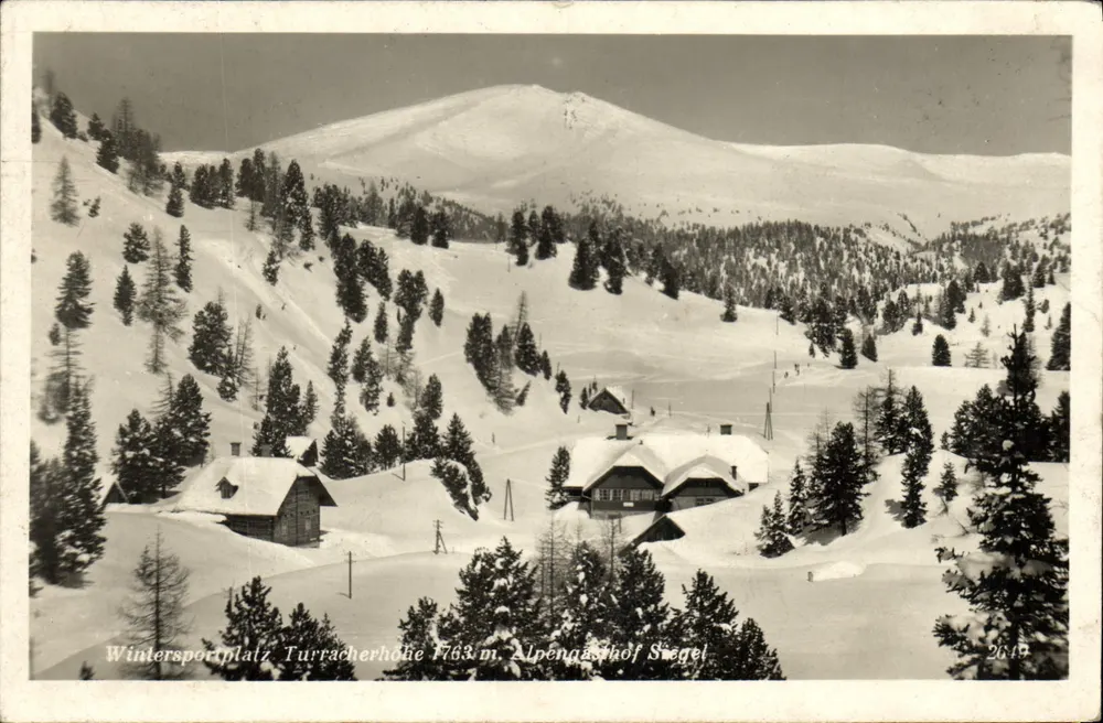 Wintersportplatz Turrracherhöhe 1763 m — Alpenschoßhof Siegel — editor não visível, n° de série 2647 - Frente