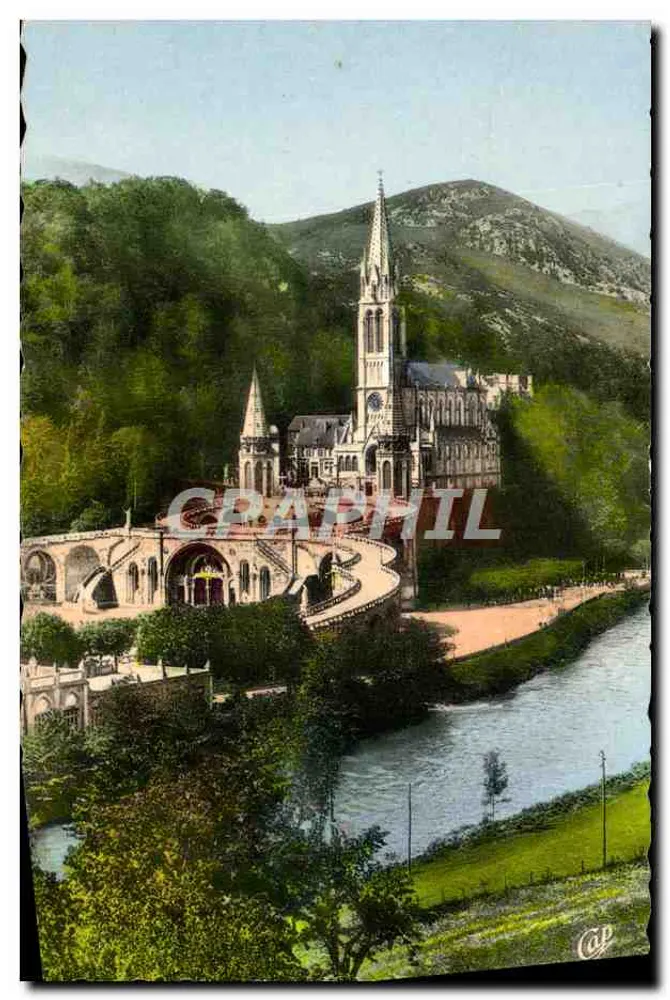 Lourdes — A Basílica e o Gave — 353 - Frente