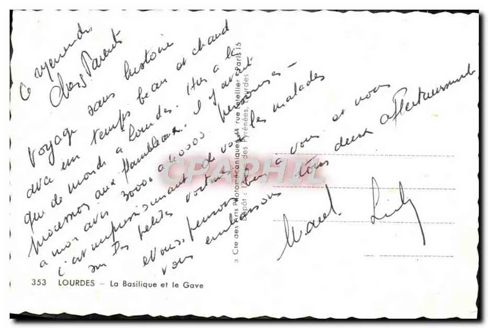 Lourdes — A Basílica e o Gave — 353 - Verso