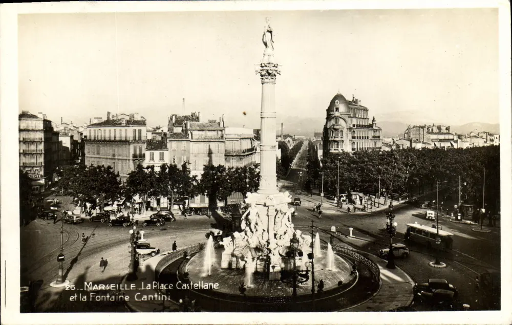 Marseille - La Place Castellane und die Fontaine Cantini — unbekannter Verlag, n° 26 - Vorderseite