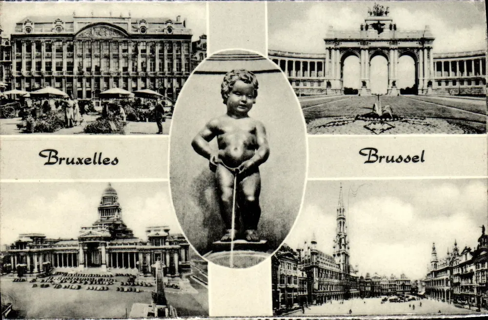 Bruxelas — vista panorâmica com a estátua de Manneken Pis — número de série não visível - Frente