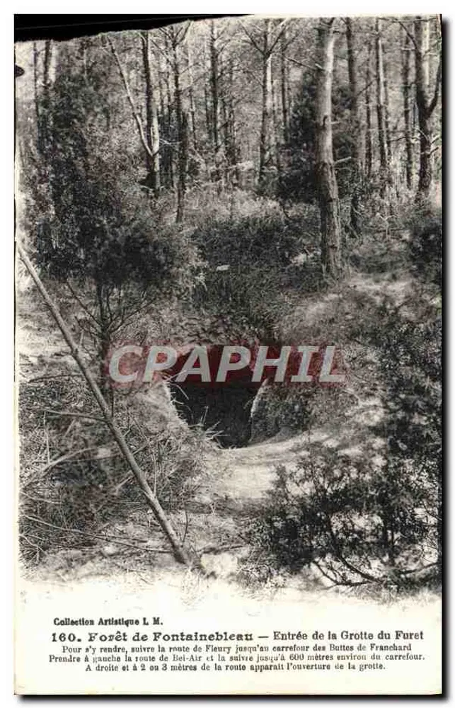 Forêt de Fontainebleau — Eingang zur Grotte du Furet — Collectios Artistique L. M. n°160 - Vorderseite