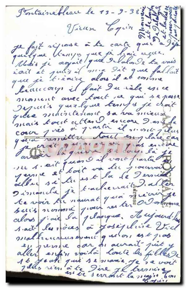 Forêt de Fontainebleau — Eingang zur Grotte du Furet — Collectios Artistique L. M. n°160 - Rückseite