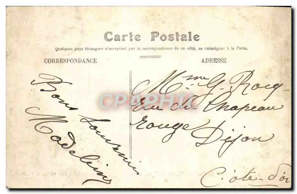 Menton — Jardim Público. Estátua da Anexação — Edição especial 'Aux Dames de France' - Verso
