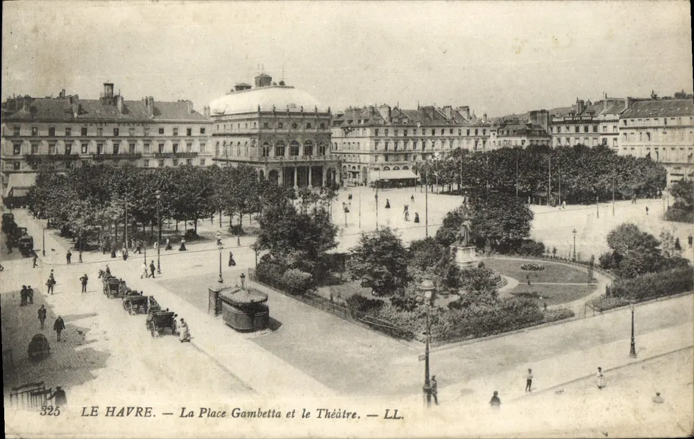 Le Havre — Place Gambetta und das Theater — LL, Nr. 325 - Vorderseite