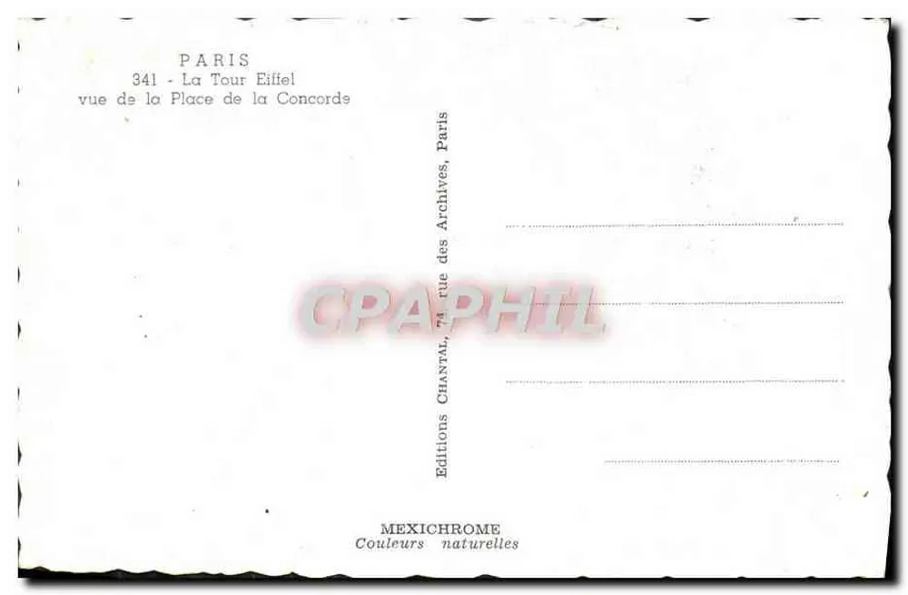 La Tour Eiffel — vue de la Place de la Concorde — Éditions Chantal, Paris - Reverso