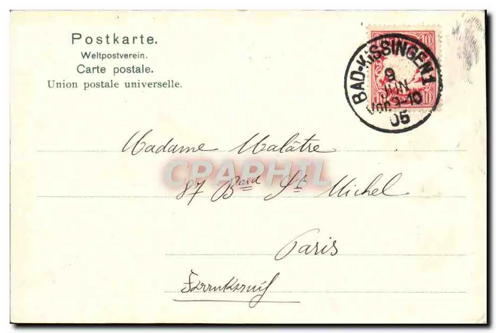 Bad Kissingen — Nachmittagskaffee vor dem Conversationshaus — Louis Gleser, Leipzig, n°11987 - Rückseite
