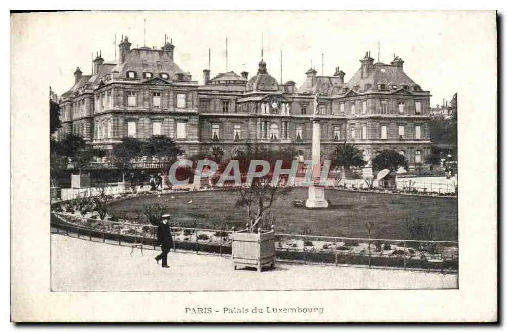 Paris - Palácio do Luxemburgo — vista do jardim com coluna — editor não visível - Frente