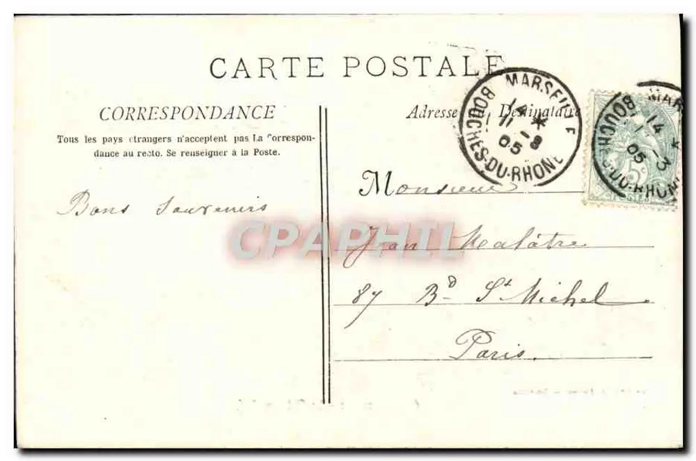 Marseille — O Castelo de If — Editor E. Lacour, n° 64 - Verso