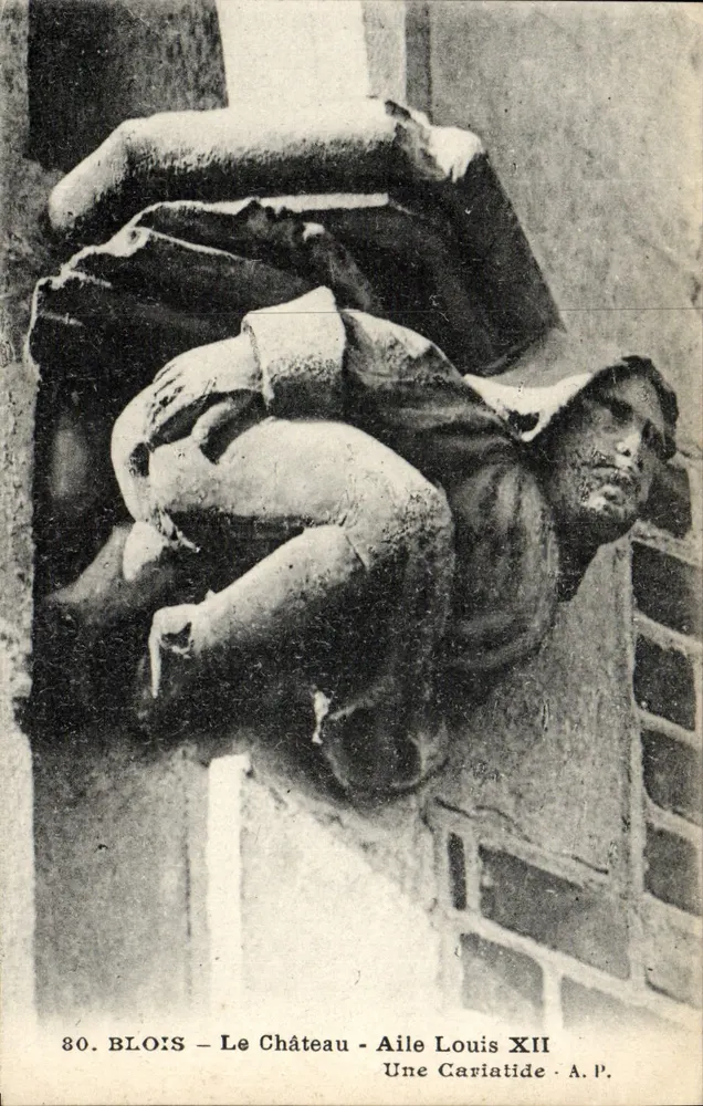 Blois — Das Schloss — Flügel Louis XII — Eine Karyatide — A.P. - Vorderseite