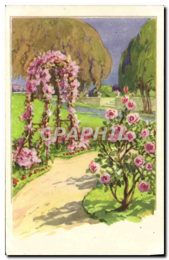 Jardim com alameda e rosas — vista de jardim — editor impressor SP - Frente