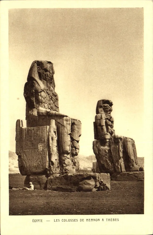 Egito — Os Colossos de Memnon em Tebas — Braun & Cie, Paris - Frente
