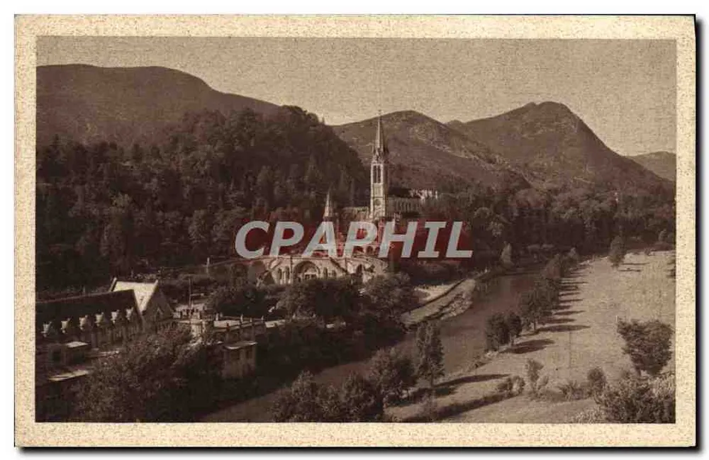 Lourdes — La Basilica e il Gave — Edizione Palais du Gave - Recto
