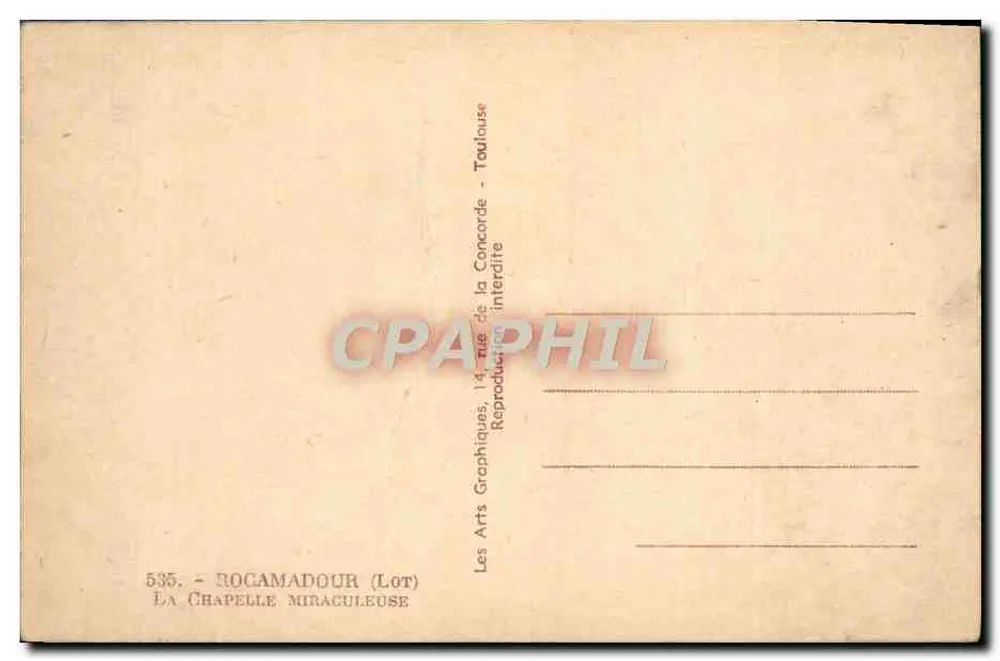 La Chapelle Miraculeuse — Rocamadour (Lot) — Argam - Verso