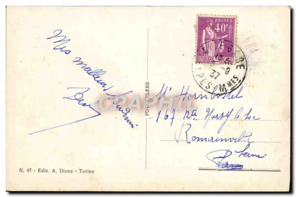 San Remo - Panorama Geral — Edição A. Diena, Torino, n° 47 - Verso