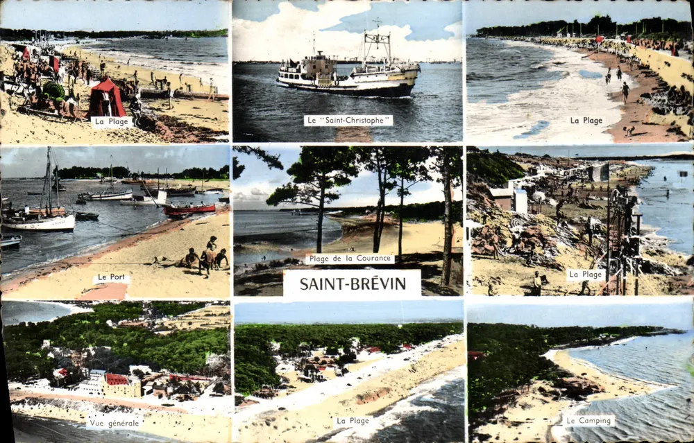 Saint-Brévin — Vista panorâmica com a praia, o porto, o camping e o ferry 'Saint-Christophe' — Edições Gaby - Frente