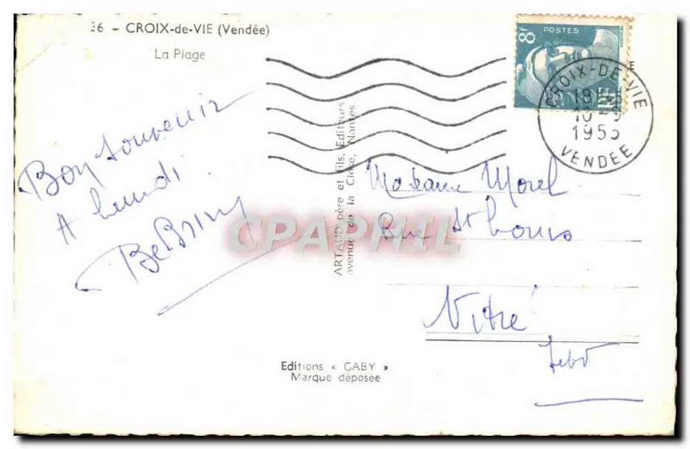Croix-de-Vie (Vendée) — Praia animada com tendas — Edições Gaby - Verso