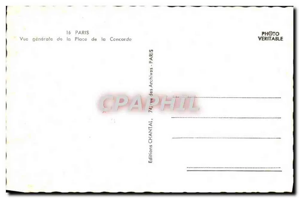 Place de la Concorde — algemene uitzicht — Éditions Chantal, Parijs - Achterkant