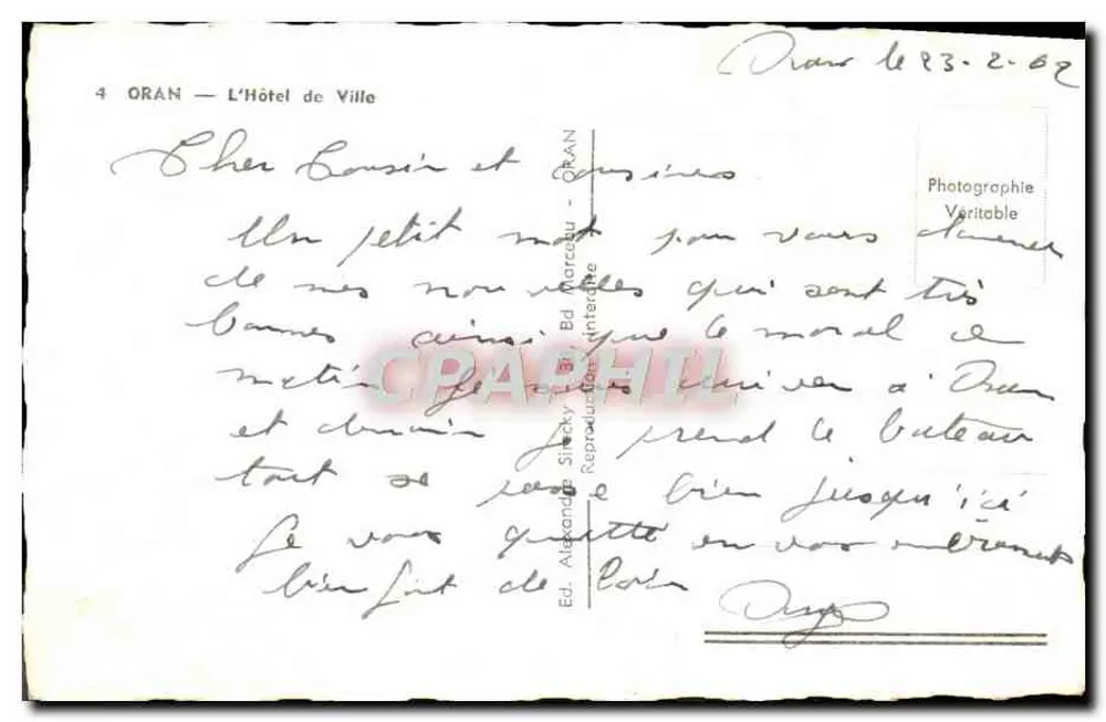 Oran — A Prefeitura — Ed. Alexandre Shrecky - Verso