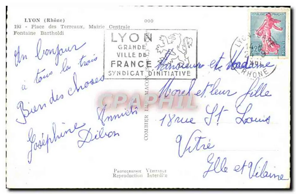 Place des Terreaux — Lyon — Zentrale Rathaus — Authentische Fotografie verboten - Rückseite