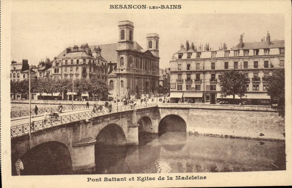 Besançon-les-Bains — Pont Battant und Église de la Madeleine — Ausgabe durch den Besançon Initiative Syndicate - Vorderseite