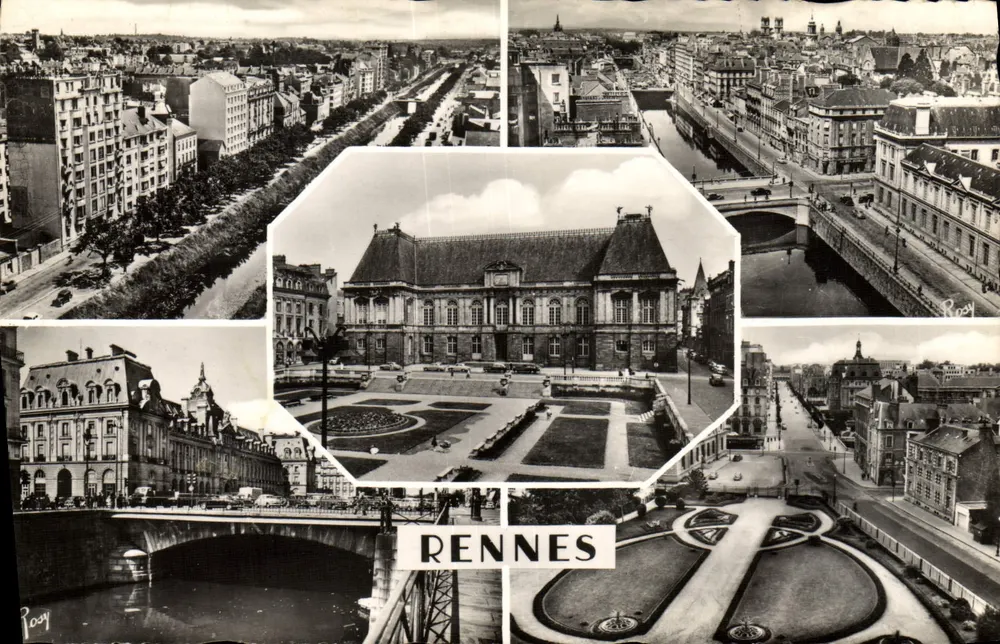 Rennes — Panoramablick mit dem Palast der Gerechtigkeit — Verlag F. Chopeau, Nr. 502 - Vorderseite