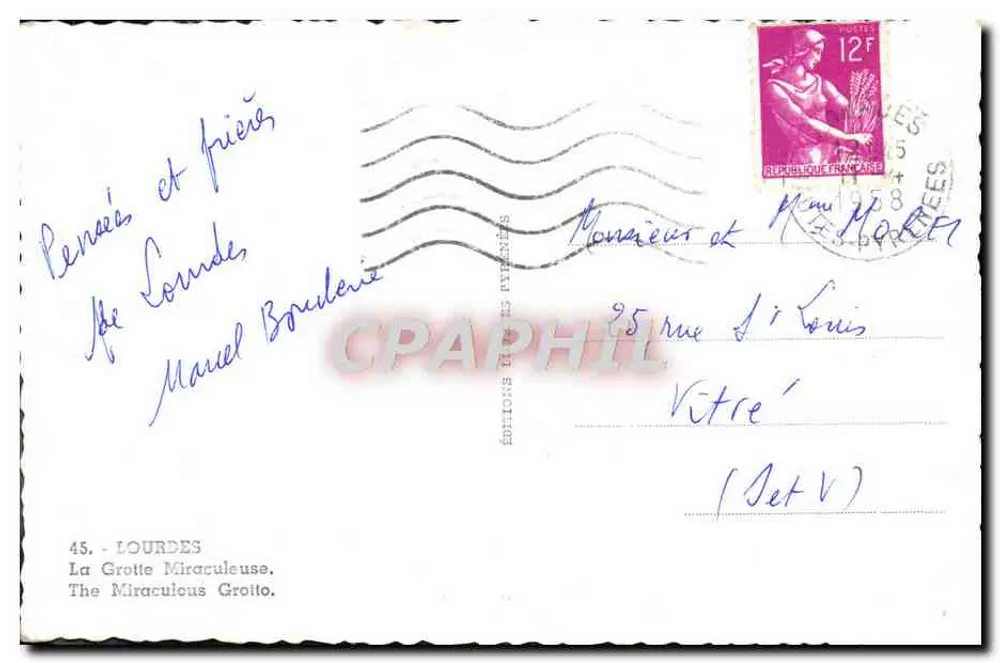 Lourdes — A Gruta Milagrosa — Edições dos Presentados, n°45 (Set V) - Verso