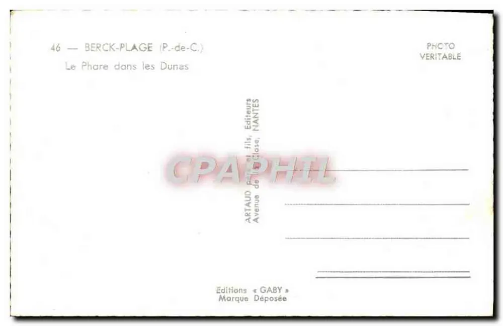 Farol nas Dunas — Berck-Plage (Pas-de-Calais) — Edições Gaby, Nantes - Verso