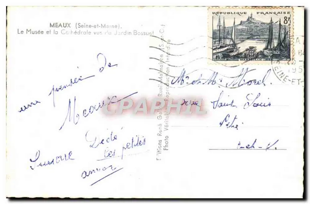 Meaux (Seine-et-Marne) — Das Museum und die Kathedrale vom Bossuet-Garten aus gesehen — Verlag Gallimard Malmaison (S. et C.) - Rückseite