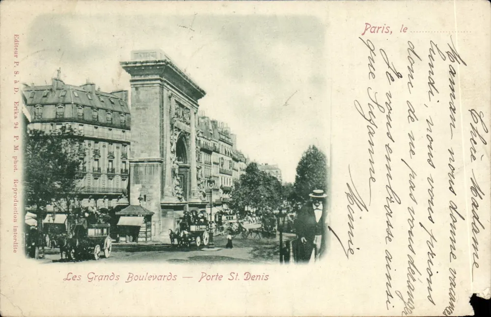 Les Grands Boulevards — Porte St Denis — Editeur P. S. & D. Béria 94 P. M. phot. - Frente