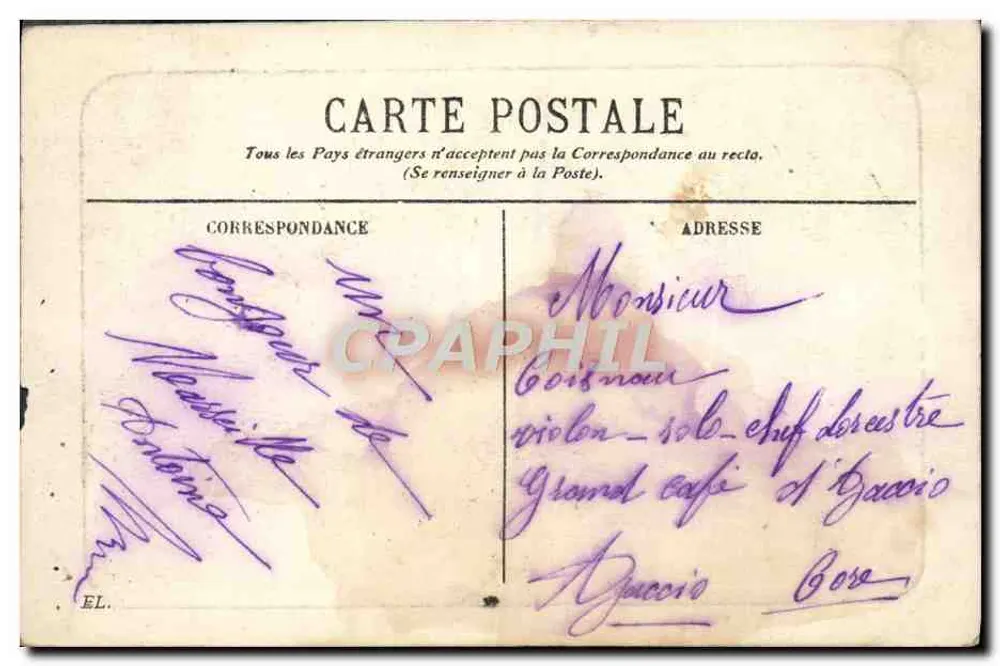 Marseille — Cours Belsunce — éditeur 'C. L. P. & Cie' - Verso