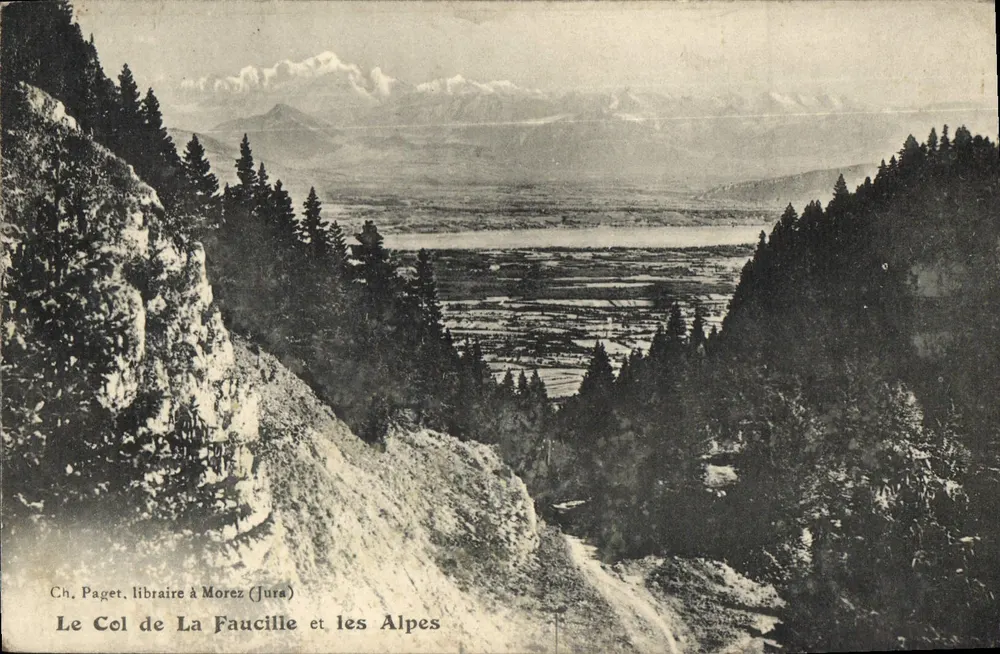 Der Col de La Faucille und die Alpen — Ch. Paget, Buchhändler in Morez (Jura) - Vorderseite