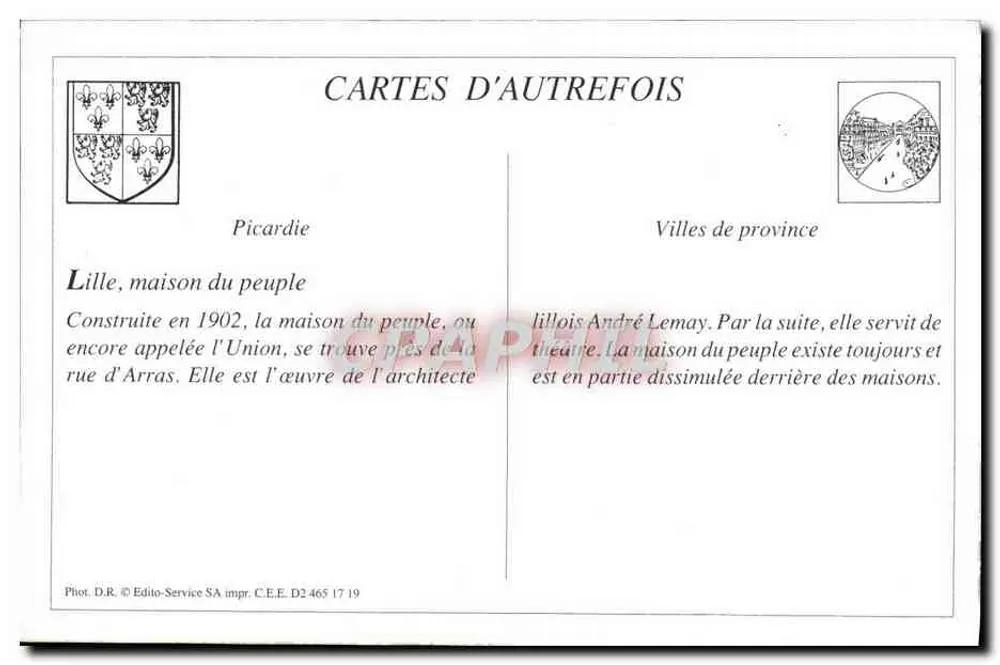 Lille. A Casa do Povo — editor L.V.5C, n° 3007 - Verso