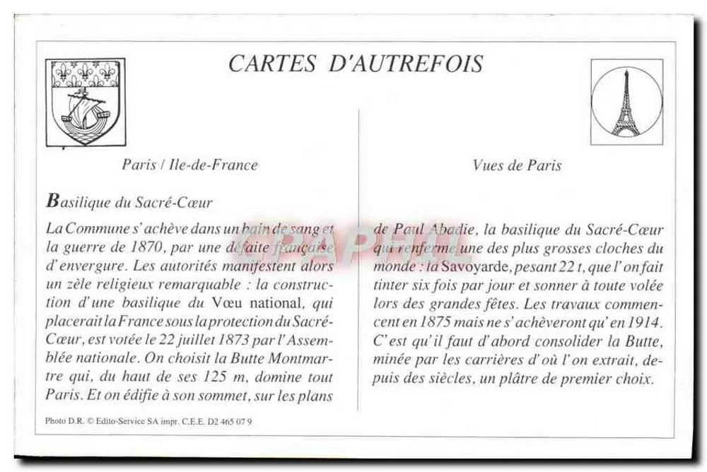 Paris — O Sagrado Coração — T.M.K. n°57 - Verso