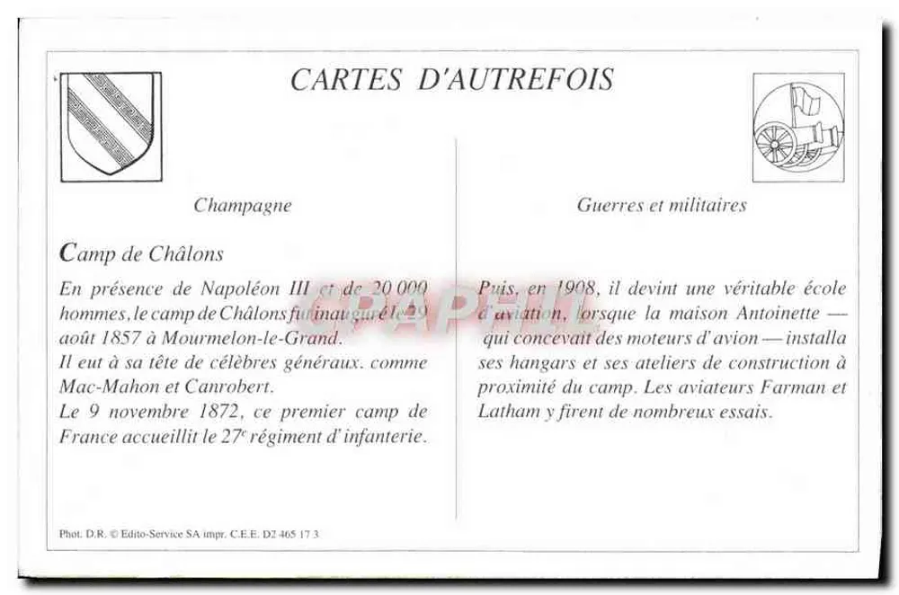 Camp de Châlons — Ein Stück des Lagers — Militärbuchhandlung Gondry, Mourmelon - Rückseite