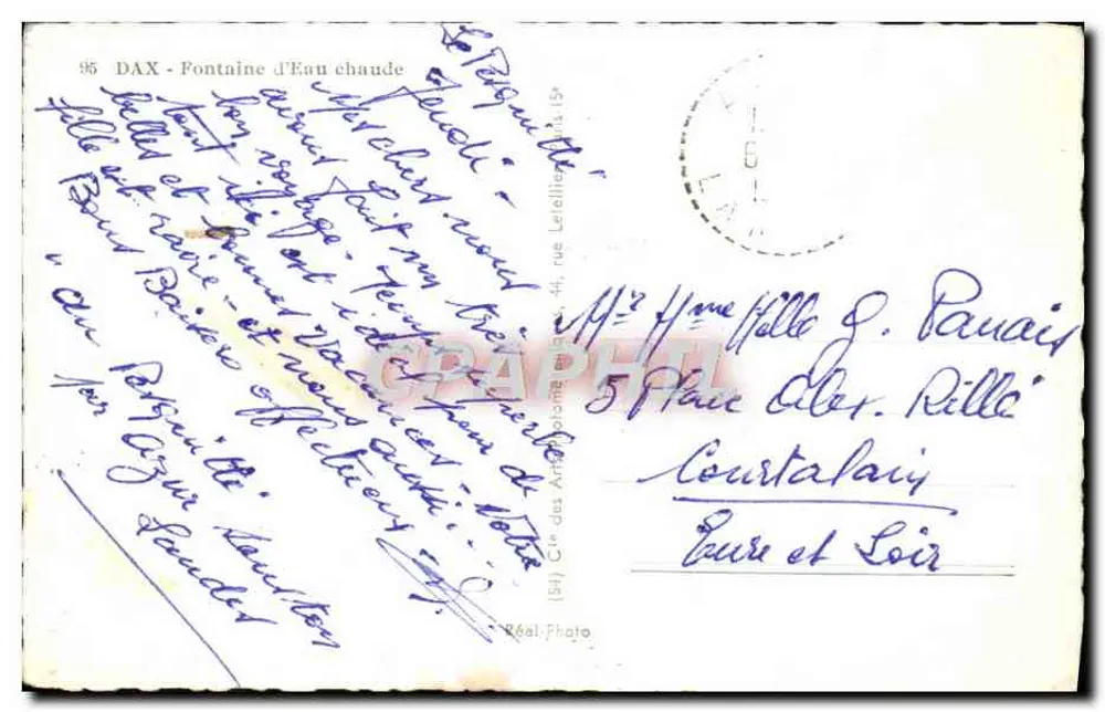 Dax - Fonte de Água quente — parte traseira do vilarejo, rua dos Arquebispos — Réal-Photo - Verso