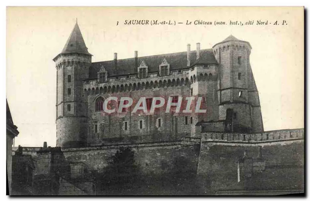Saumur (M.-et-L.) — O Castelo (mon. hist.), lado Norte - A. P. - Frente