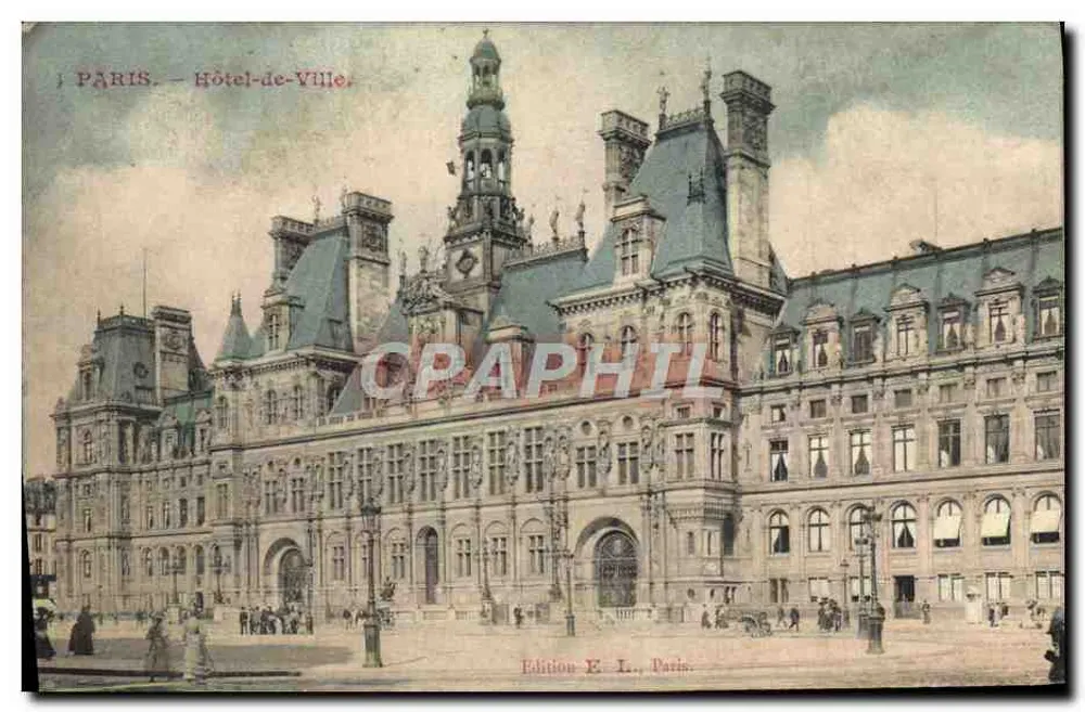 Paris — Hôtel-de-Ville — Édition E. L., Paris - Frente