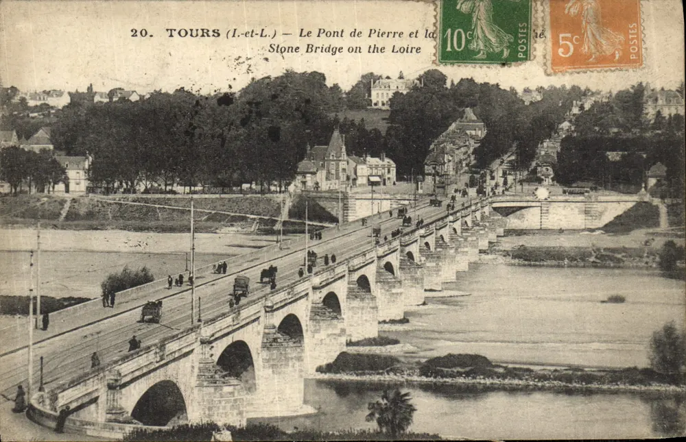 Tours (Loire) — O Ponte de Pierre e a Stone Bridge on the Loire — A. Papeghin, Paris-Tours - Frente
