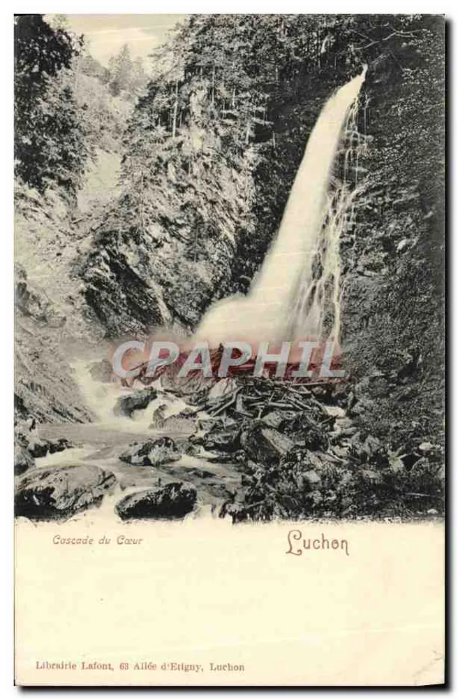 Cascata do Gaur — Luchon — Livraria Lafont, 63 Avenida d'Etigny, Luchon - Frente
