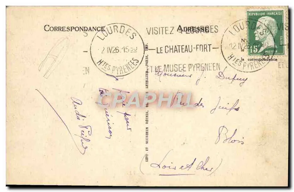 LOURDES. — São Miguel e a Basílica. — LL — N° 96 - Verso