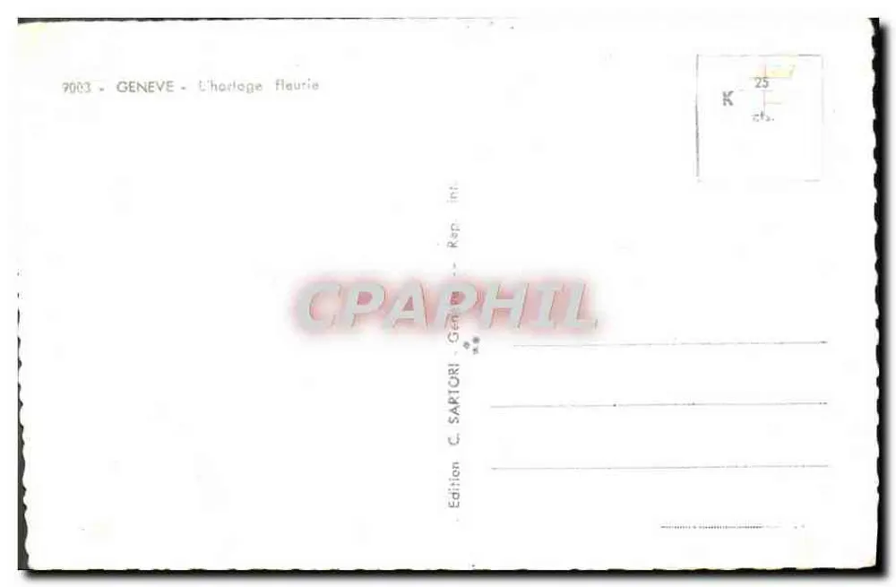 Genebra. A relógio florido — Édition C. SAPIORI, n° 7003 - Verso