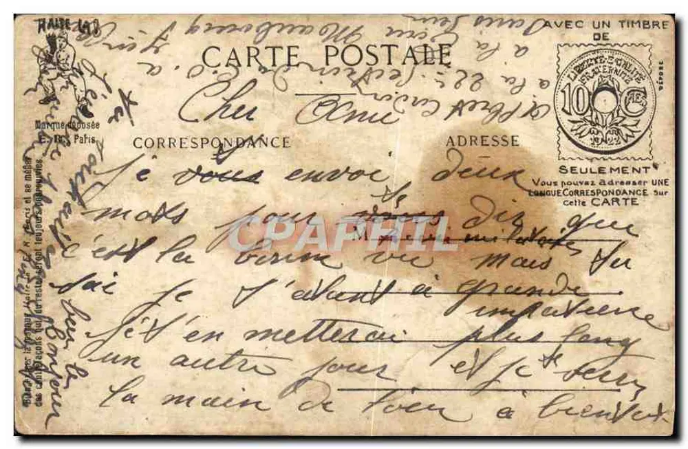 Scènes Militaires — Le Train de 10 h. 3. — E. R. Paris — Modèle déposé n° 14877 - Verso