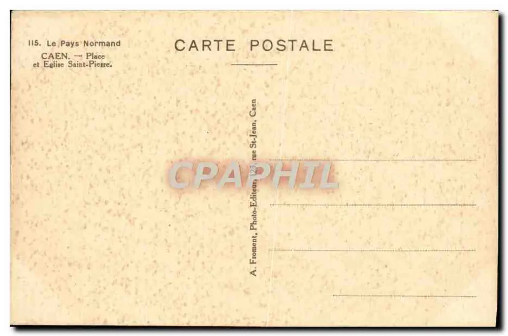Caen — Praça de São Pedro e Igreja de São Pedro — A. Froment, Caen - Verso